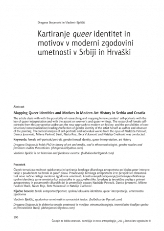 Mapping Queer Identities and Motives in Modern Art History in Serbia and Croatia