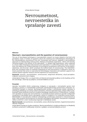 Nevroumetnost, nevroestetika in vprašanje zavesti