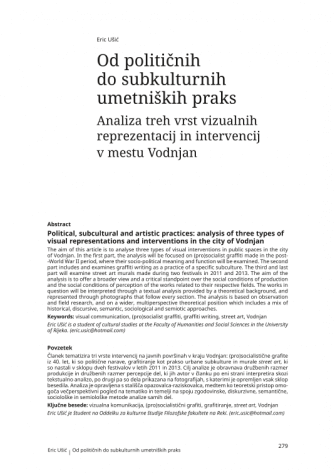 Political, subcultural and artistic practices: analysis of three types of visual representations and interventions in the city of Vodnjan
