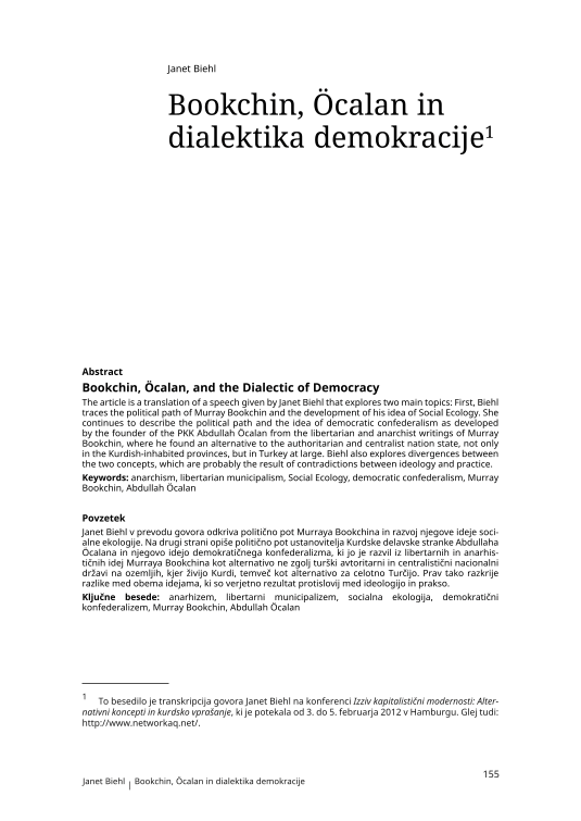 Bookchin, Öcalan, and the Dialectic of Democracy