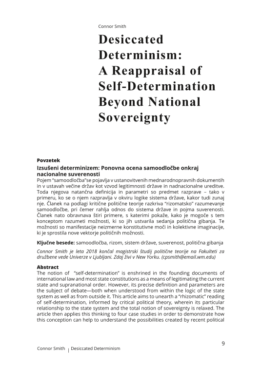 Desiccated Determinism: A Reappraisal of Self-Determination Beyond National Sovereignty