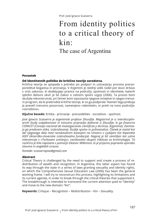 From identity politics to a critical theory of kin: The case of Argentina