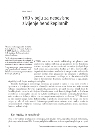 YHD v boju za neodvisno življenje hendikepiranih
