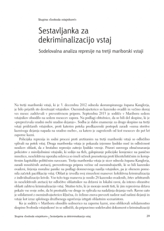 A Puzzle of the Decriminalization of Uprisings: a collaborative analysis of repression in the third Maribor Uprising 