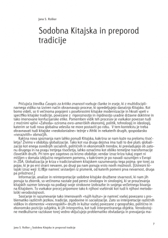 Sodobna Kitajska in preporod tradicije
