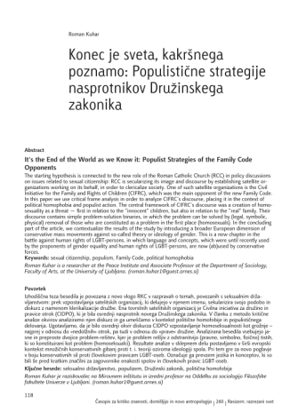 Konec je sveta, kakršnega poznamo: Populistične strategije nasprotnikov Družinskega zakonika