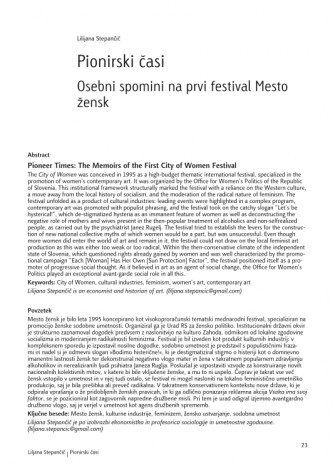 Pionirski časi: osebni spomini na prvi festival Mesto žensk