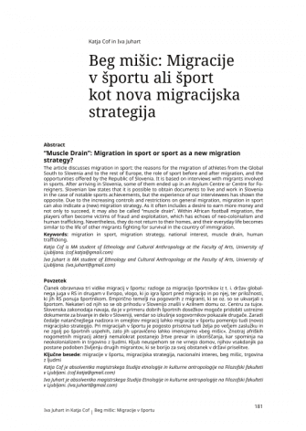 “Muscle Drain”: Migration in sport or sport as a new migration strategy?