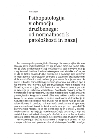 Psihopatologija v območju družbenega: od normalnosti k patološkosti in nazaj