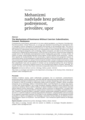 The Mechanisms of Dominance Without Coercion: Subordination, Consent, Resistance