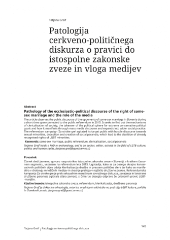 Pathology of the ecclesiastic–political discourse of the right of same-sex marriage and the role of the media