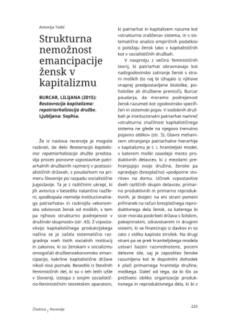 Strukturna nemožnost emancipacije žensk v kapitalizmu