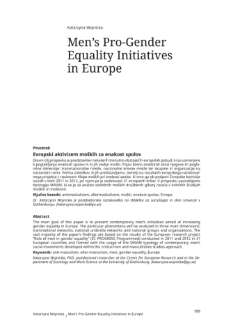 Men’s Pro-Gender Equality Initiatives in Europe