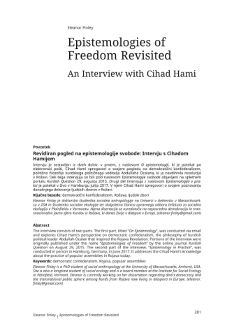 Epistemologies of Freedom Revisited: An Interview with Cihad Hami