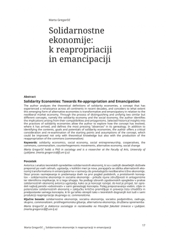 Solidarnostne ekonomije: k reapropriaciji in emancipaciji