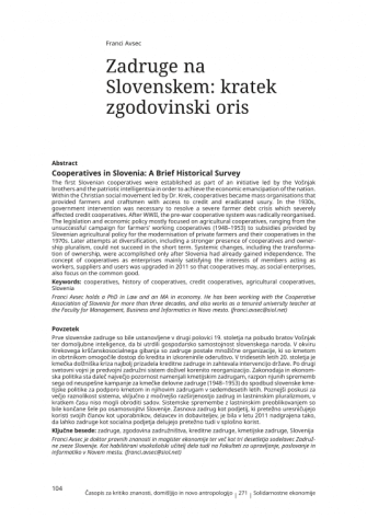 Cooperatives in Slovenia: A Brief Historical Survey