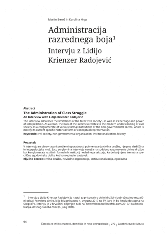 Administracija razrednega boja: Intervju z Lidijo Krienzer Radojević