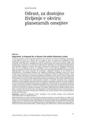 Odrast, za dostojno življenje v okviru planetarnih omejitev