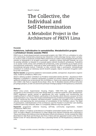 Kolektivno, individualno in samodoločba: Metabolistični projekt v arhitekturi limske soseske PREVI