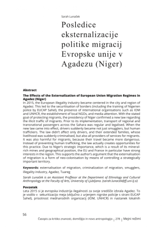 The Effects of the Externalization of European Union Migration Regimes in Agadez (Niger)