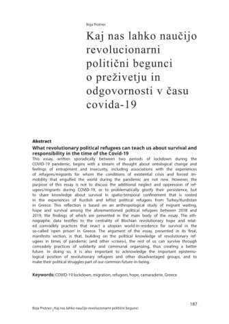 Kaj nas lahko naučijo revolucionarni politični begunci o preživetju in odgovornosti v času Covida-19