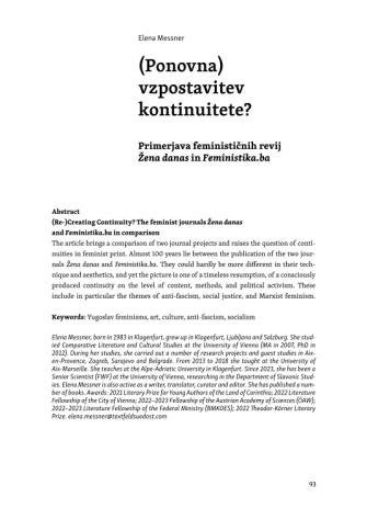 (Ponovna) vzpostavitev kontinuitete? Primerjava feminističnih revij Žena danas in Feministika.ba