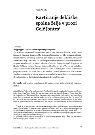 Kartiranje dekliške spolne želje v prozi Gelč Jontes