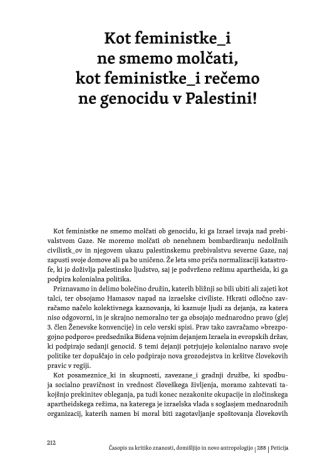 Kot feministke_i ne smemo molčati, kot feministke_i rečemo ne genocidu v Palestini!