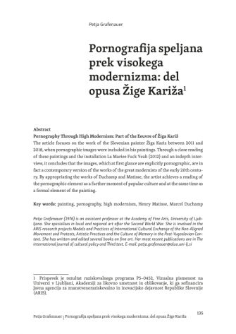 Pornografija speljana prek visokega modernizma: del opusa Žige Kariža