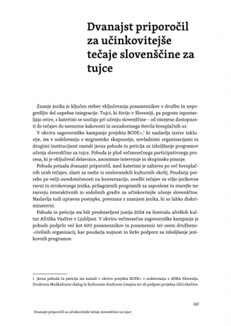 Dvanajst priporočil za učinkovitejše tečaje slovenščine za tujce