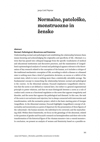 Normalno, patološko, monstruozno in žensko