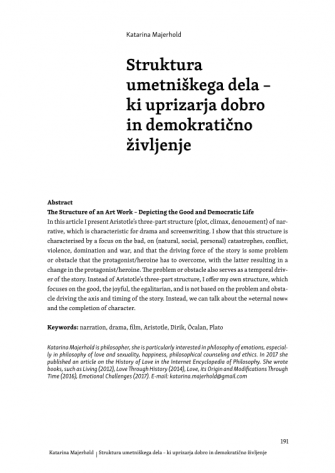 Struktura umetniškega dela – ki uprizarja dobro in demokratično življenje